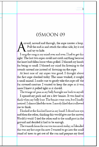 First book page in InDesign.