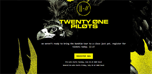 Twenty One Pilots email about a new leg of the current tour.