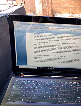 Outside with my computer.
