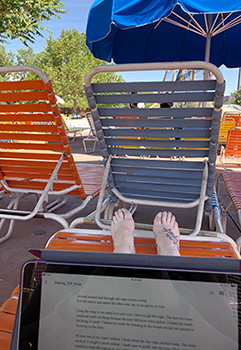 Writing at Elitch Gardens amusement park.