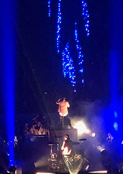 Tyler and Josh of Twenty One Pilots playing a concert in Jacksonville Florida.