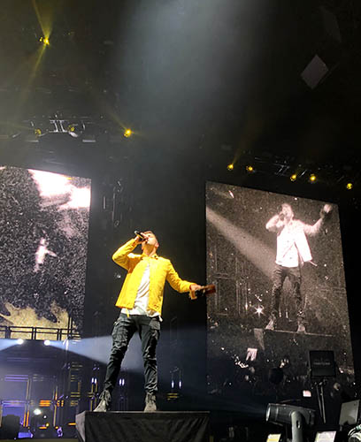 Concert picture of Tyler from Twenty One Pilots during Nico and the Niners.