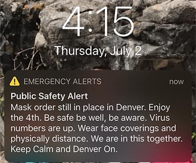 Emergency alert reminder about wearing masks